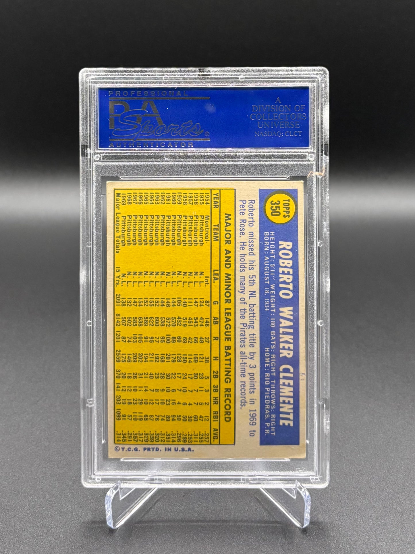 Roberto Clemente - 1970 Topps #350 PSA 5 (EX) – Vintage Pirates HOF