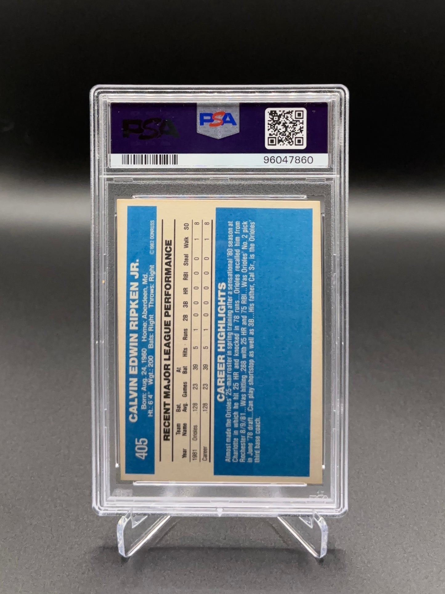 Cal Ripken Jr. Rookie Card - 1982 Donruss #405 — PSA 8 NM-MT