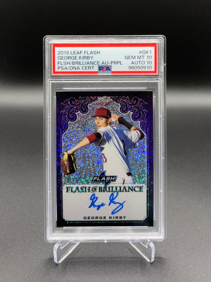 George Kirby - 2019 Leaf Flash Flash of Brilliance Purple Auto /25 PSA 10 (Auto 10)