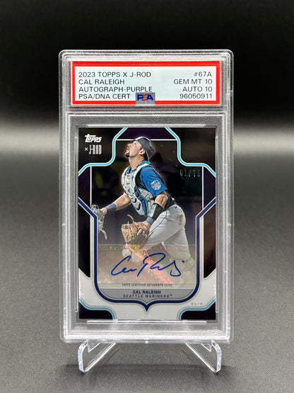 Cal Raleigh - 2023 Topps x J-Rod Autograph Purple #67A PSA 10 Auto 10 1/75