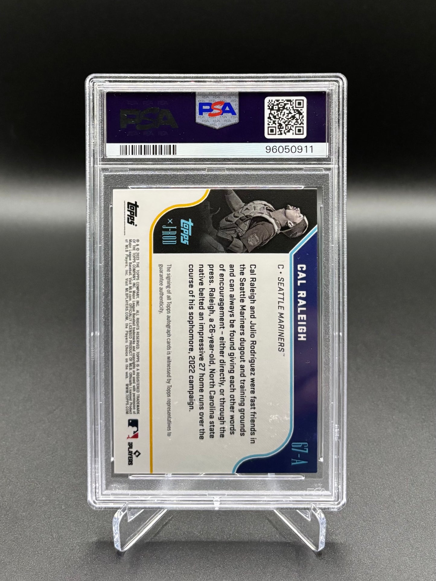 Cal Raleigh - 2023 Topps x J-Rod Autograph Purple #67A PSA 10 Auto 10 1/75