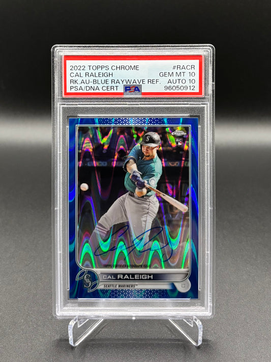 Cal Raleigh - 2022 Topps Chrome Blue RayWave Auto /150 PSA 10 GEM MT