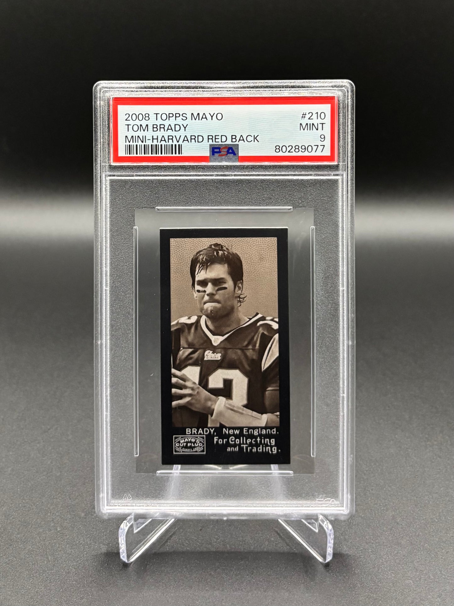 Tom Brady - 2008 Topps Mayo Mini Harvard Red Back #210 PSA 9