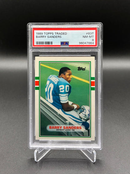 Barry Sanders - 1989 Topps Traded #83T Rookie Card – PSA 8 NM-MT
