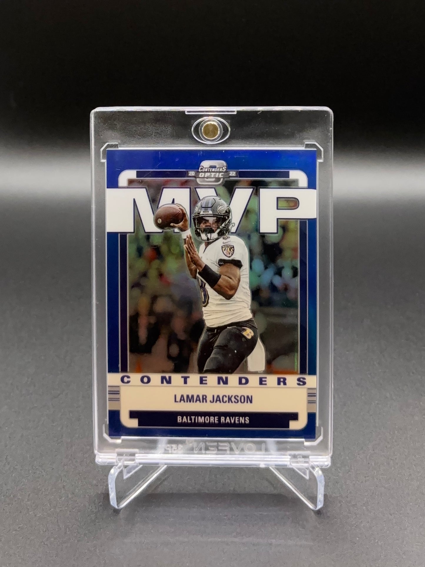 Lamar Jackson - 2022 Panini Contenders Optic MVP Contenders Blue Prizm #MVP-6 34/99