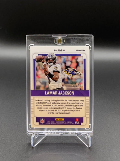 Lamar Jackson - 2022 Panini Contenders Optic MVP Contenders Blue Prizm #MVP-6 34/99