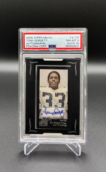 Tony Dorsett - 2008 Topps Mayo Autographs #A-TD — PSA NM-MT 8, Auto 10