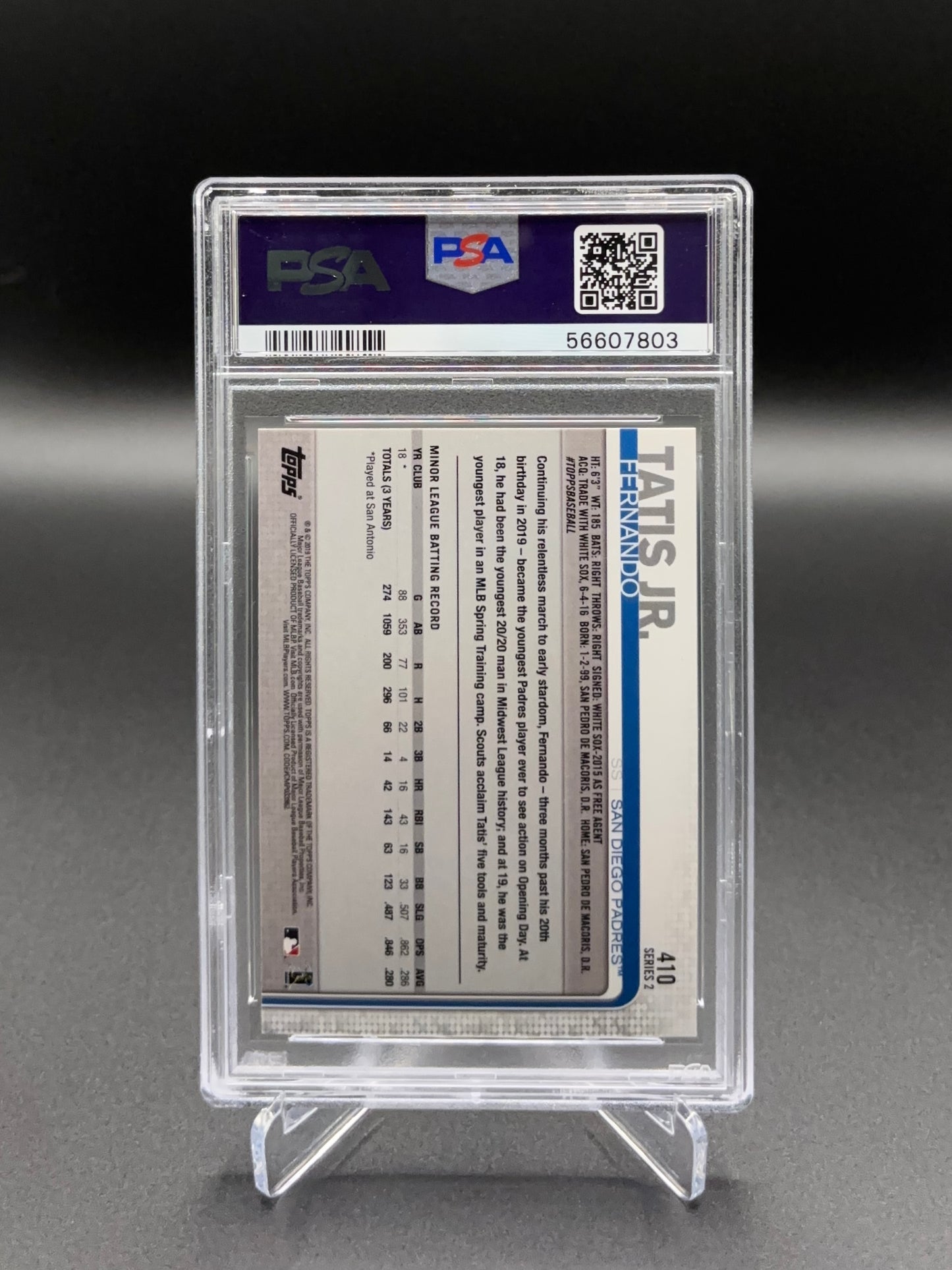 Fernando Tatis Jr. - 2019 Topps #410 — PSA 10 GEM MT Rookie Card