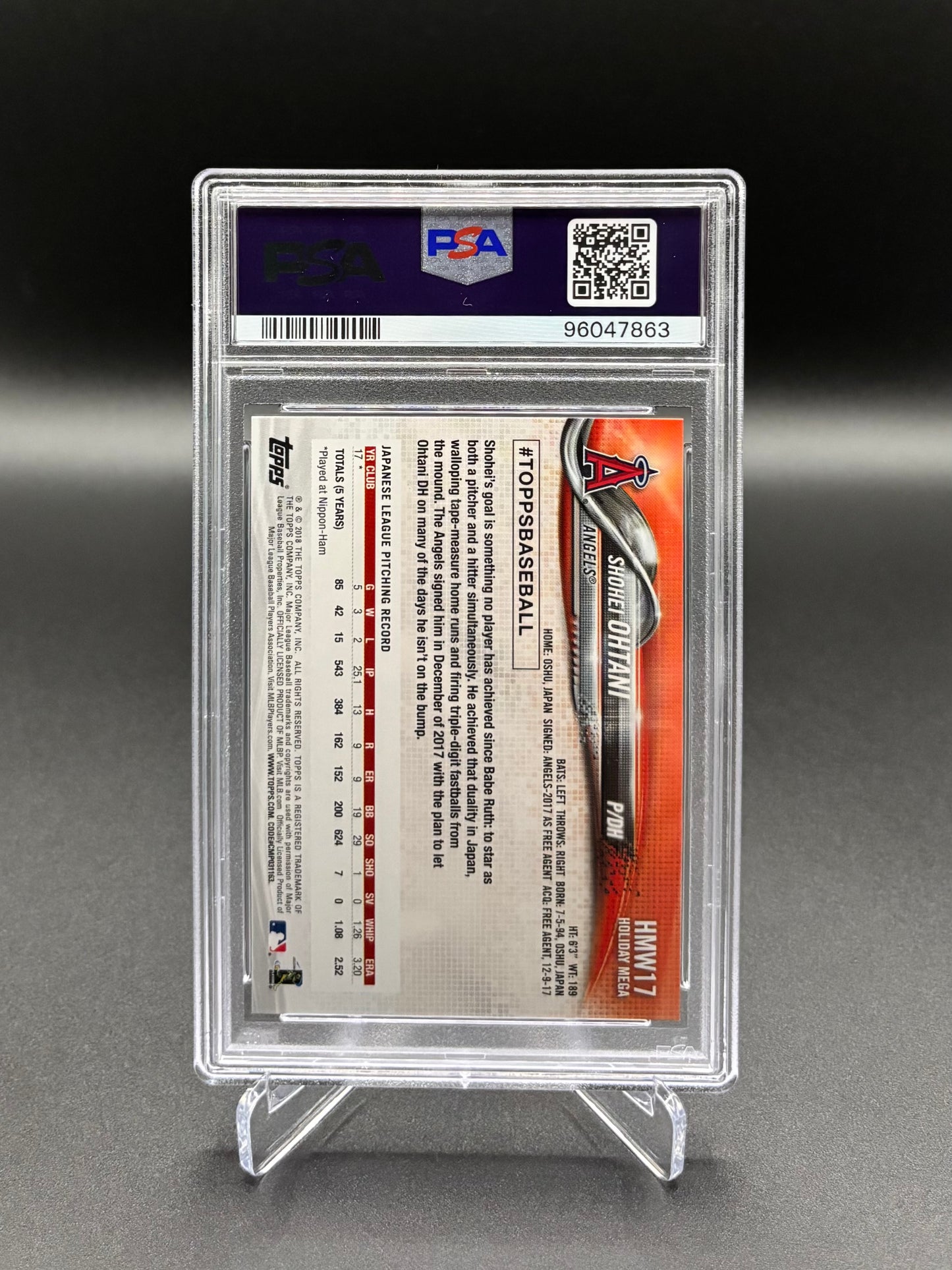 Shohei Ohtani - 2018 Topps Holiday Rookie Card #HMW17 – PSA 9 MINT