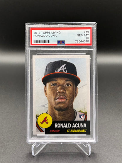Ronald Acuña Jr. - 2018 Topps Living #19 PSA 10 GEM MT Rookie Card – Atlanta Braves
