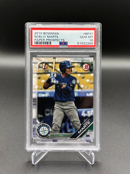 Noelvi Marte - 2019 Bowman #BP97 Paper Prospects – PSA 10 GEM MT Rookie Mariners